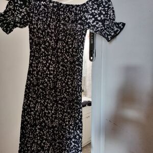 Elegant Black and White Floral Dress